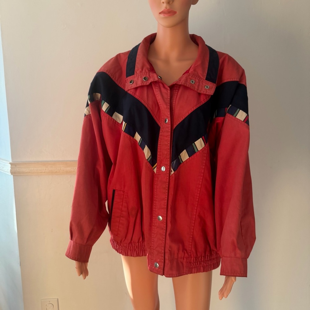 Vintage Be In The Current Seen Windbreaker‎ Jacket 80s Pink Red Oversized READ